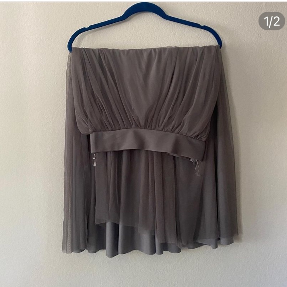 Gray tulle midi skirt